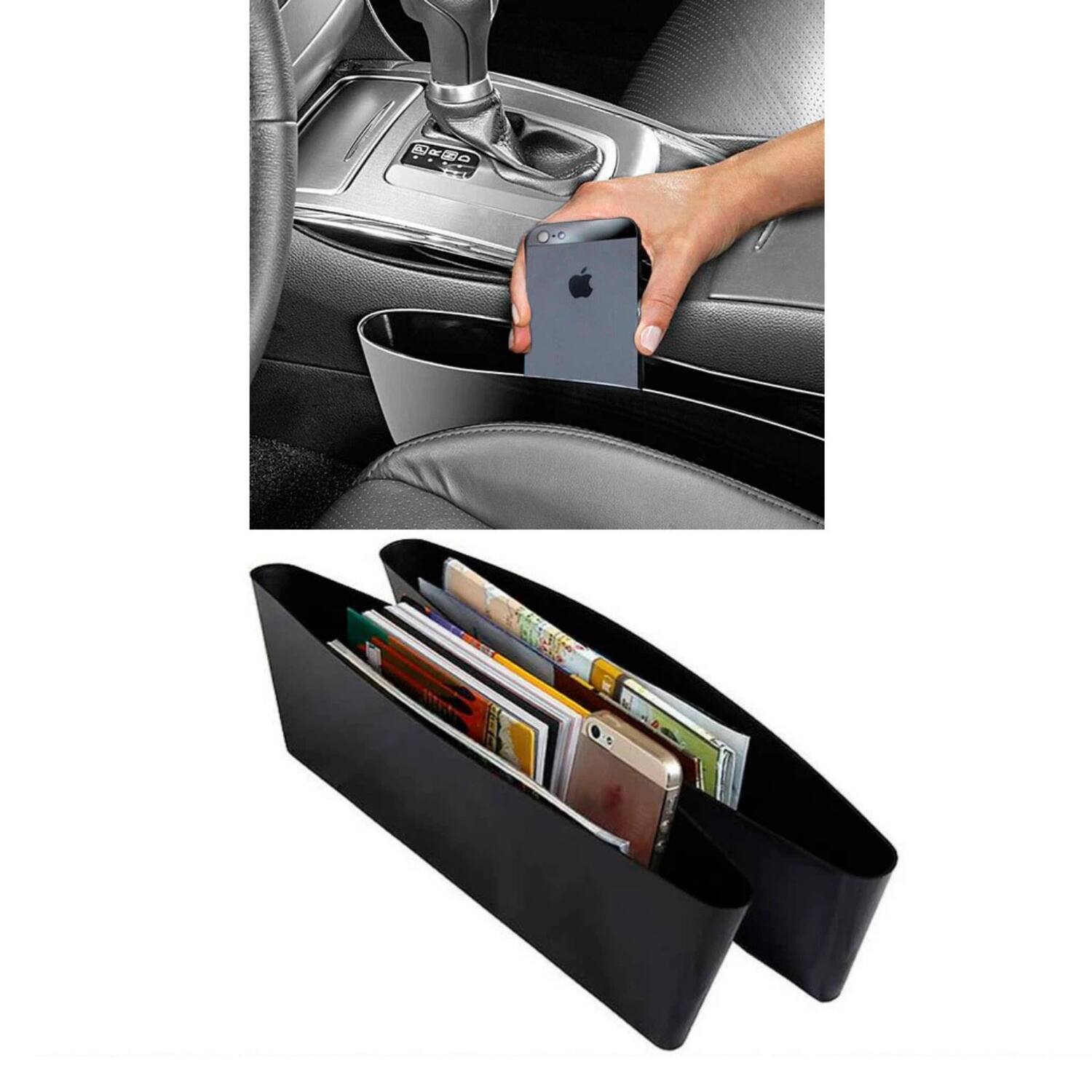Left. Home Collection - 2 Pack Car Seat Gap Filler Organizer Console Side Pocket Catcher Box Caddy Storage - Black.