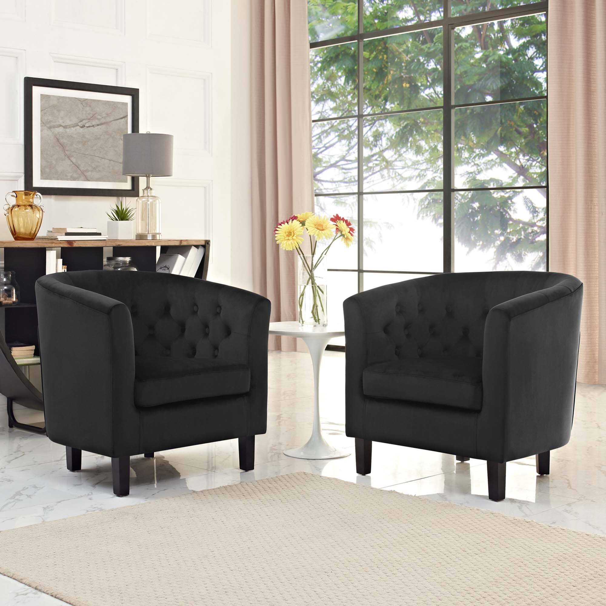 Alt View 1. Modway - Prospect 2 Piece Performance Velvet Armchair Set by Modway - Black.