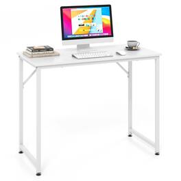 Costway - Computer Desk Writing Workstation Study Laptop Table Home Office - White