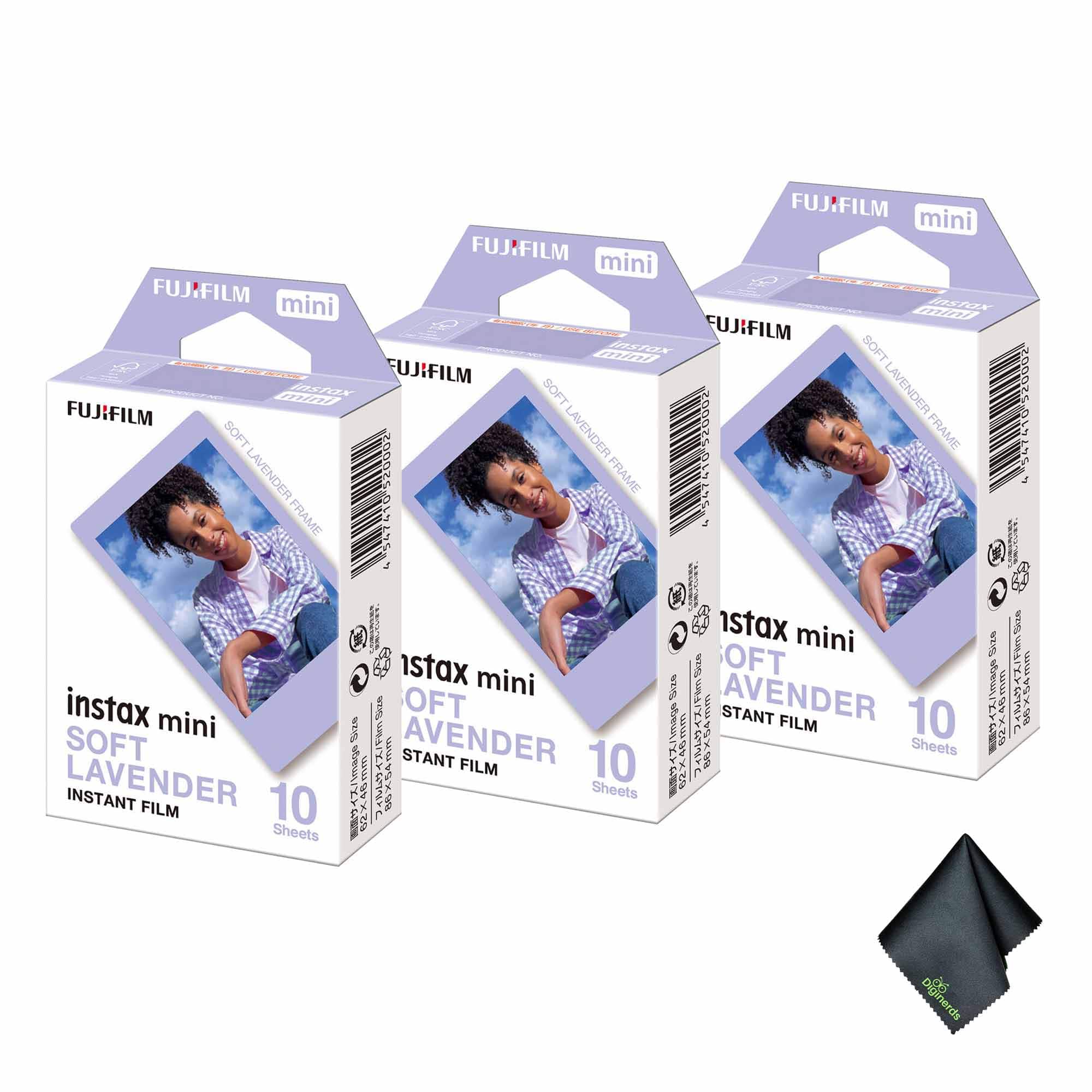Fujifilm - 3xFUJIFILM INSTAX MINI Soft Lavender Instant Film (10 Exposures), Microfiber Cleaning Cloth, Bundle price history on PriceWatchPro