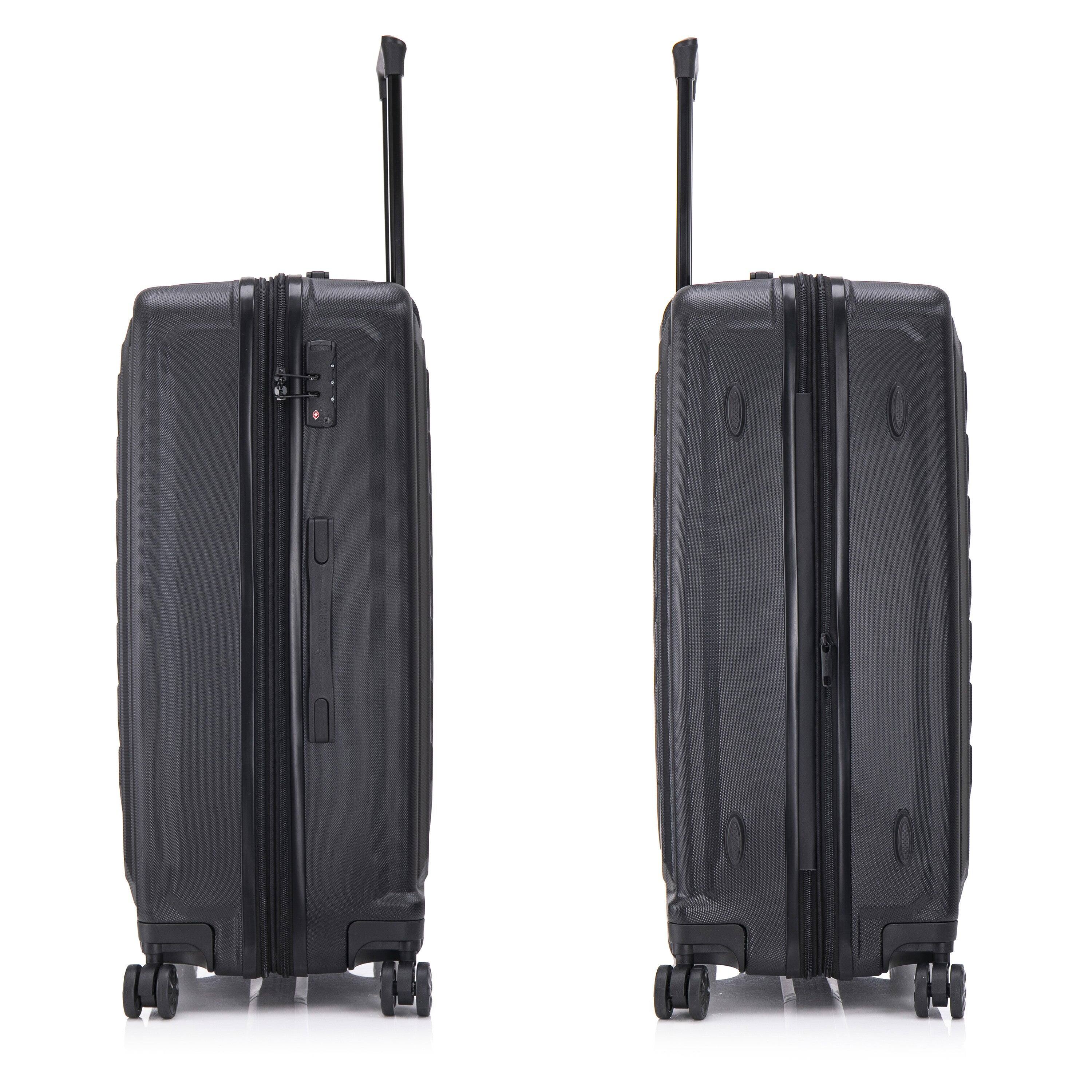 Alt View 5. US Army - FOX PRO 3-piece Luggage Set 20"/24"/28" Expandable Suitcases with TSA Lock - BLACK.