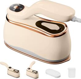 FINEAK - 1200W Portable Clothes Steamer 15S Heat-Up Ceramic Panel LCD 4-Speed 220ml Tank Dry&Wet All-Fabric Safe - White