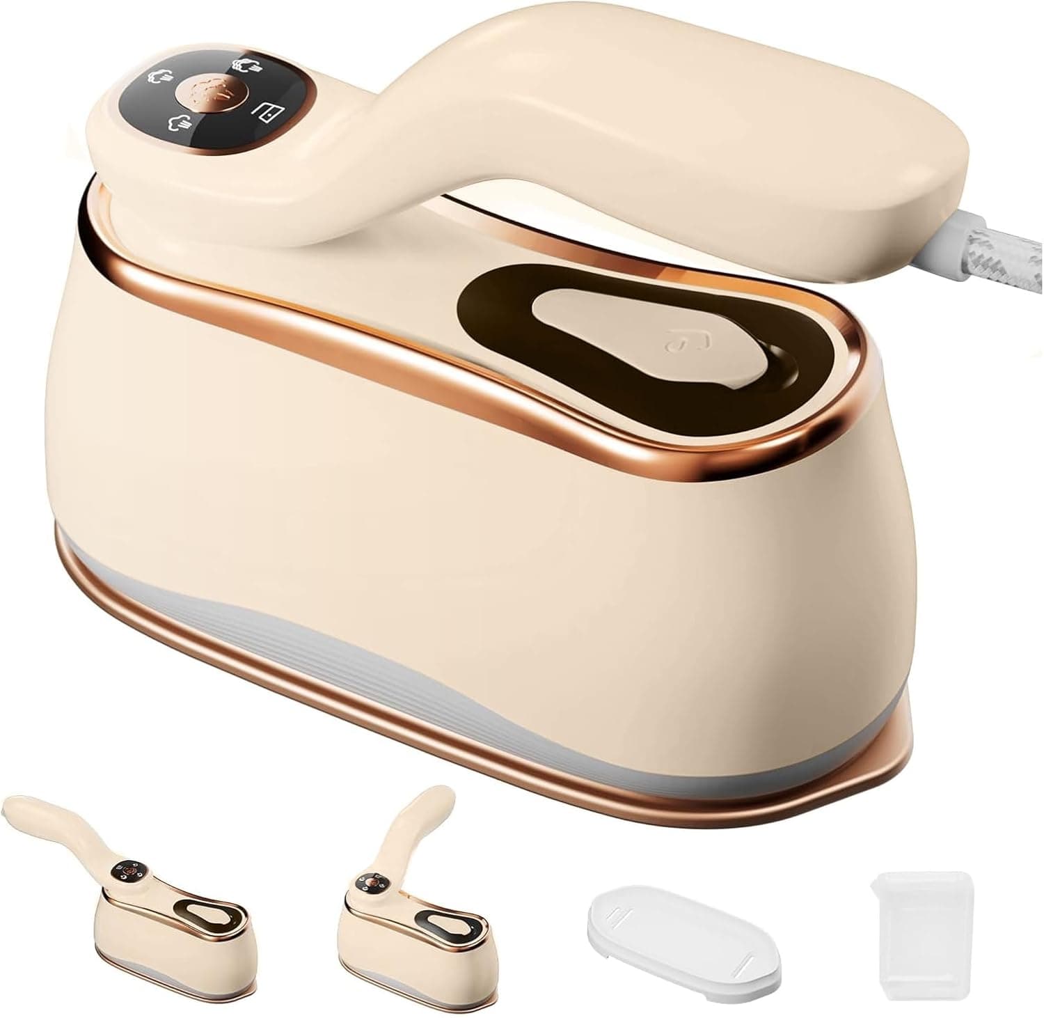 Front. FINEAK - 1200W Portable Clothes Steamer 15S Heat-Up Ceramic Panel LCD 4-Speed 220ml Tank Dry&Wet All-Fabric Safe - white.