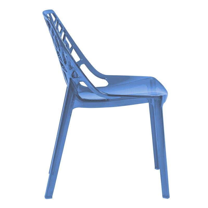 Alt View 1. LeisureMod - Cornelia Modern Stackable Accent Dining Chair with Cut Out Backrest Design for Dining Rooms or Patios - Transparent Blue.