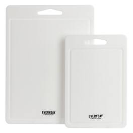 Martha Stewart - Everyday Fayer 2 Piece Polypropylene 16in and 12in Cutting Board Set - White