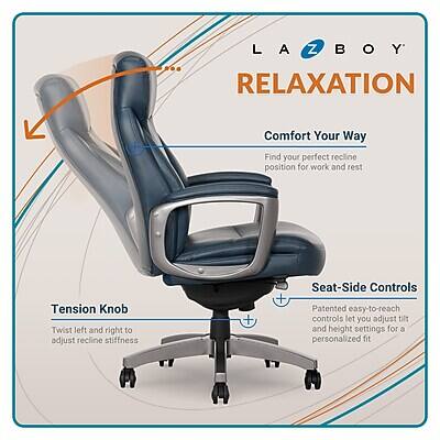 LA-Z BOY  
RELAXATION  
Comfort Your Way  
Find your perfect recline position for work and rest  
Tension Knob  
Twist left and right to adjust recline stiffness  
Seat-Side Controls  
Patented easy-to-reach controls let you adjust tilt and height settings for a personalized fit