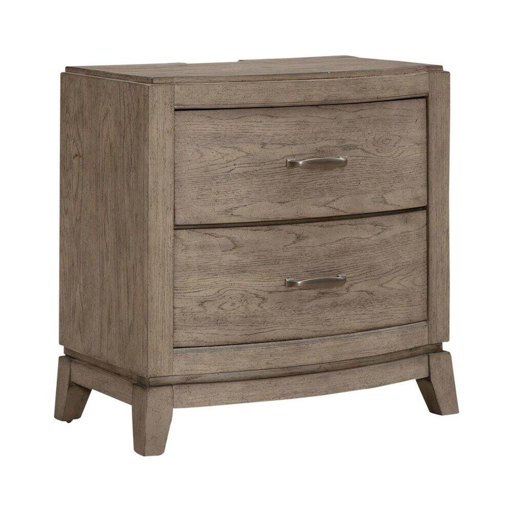 Alt View 2. Liberty Furniture Industries - Bedroom Nightstand with Charging Station AC, USB-A, USB-C - Burnished Beige Oak - Burnished Beige.