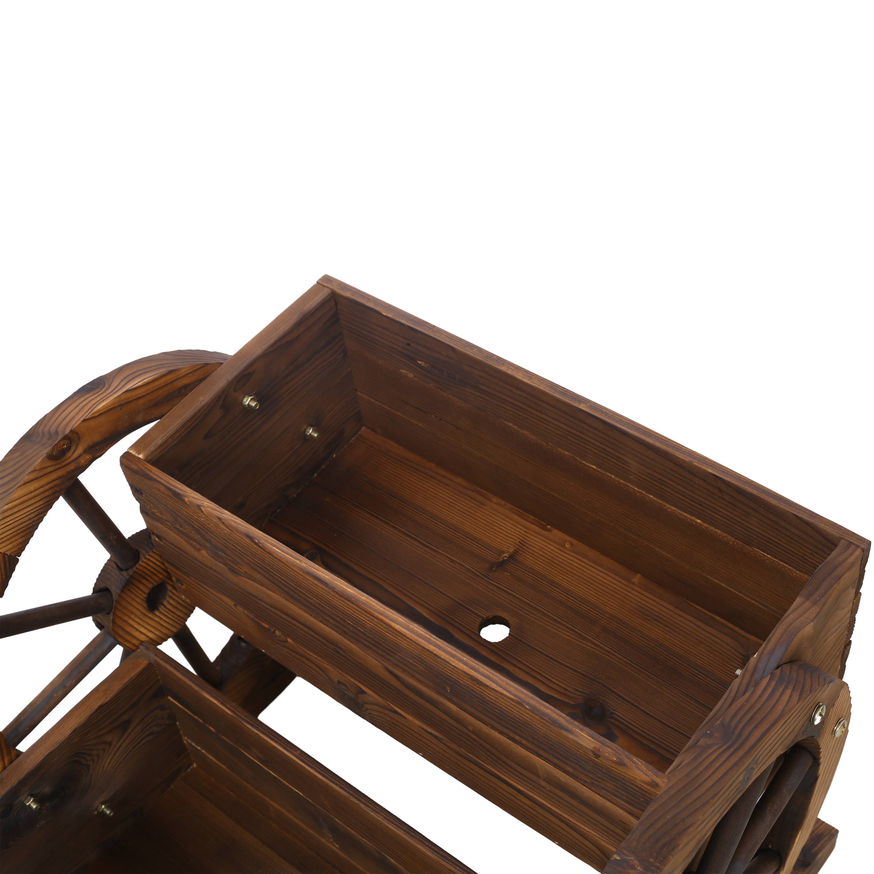 Alt View 2. GOODSILO - Wooden Wagon Planter Box - 2 Tier Garden Flower Cart for Indoor Outdoor Plants & Herbs - Brown.