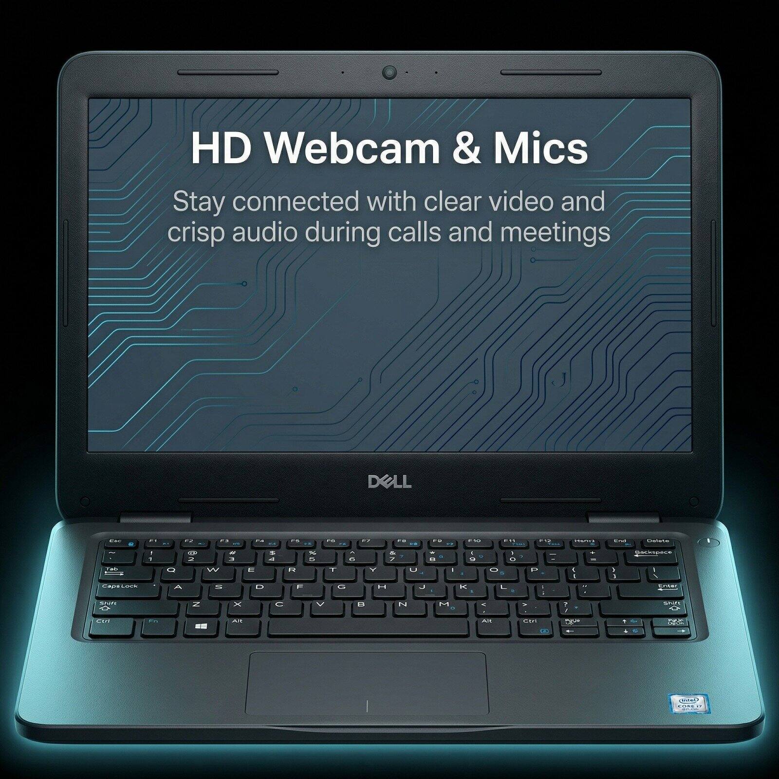 HD Webcam & Mics  
Stay connected with clear video and crisp audio during calls and meetings