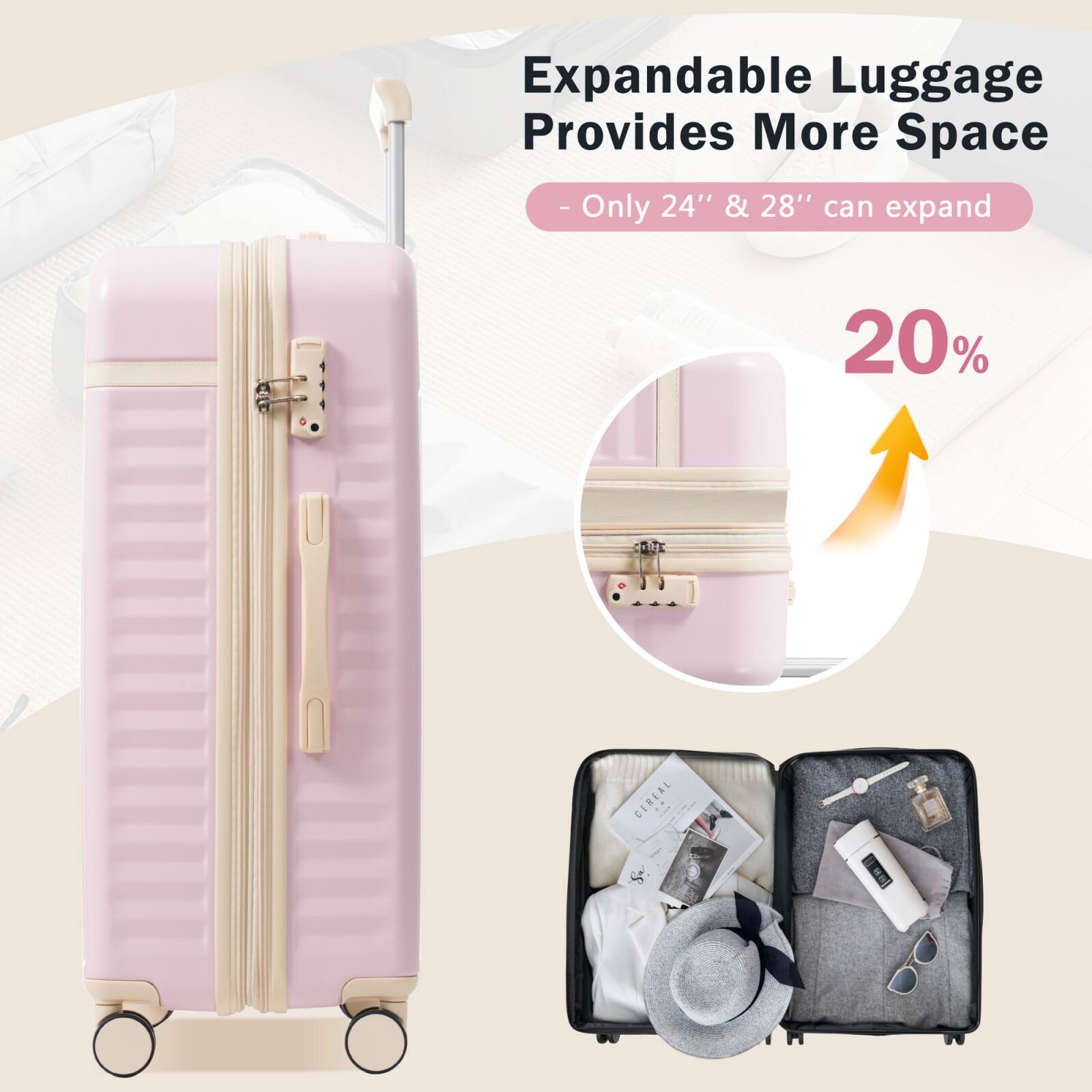 Expandable Luggage Provides More Space  
- Only 24" & 28" can expand  
20%