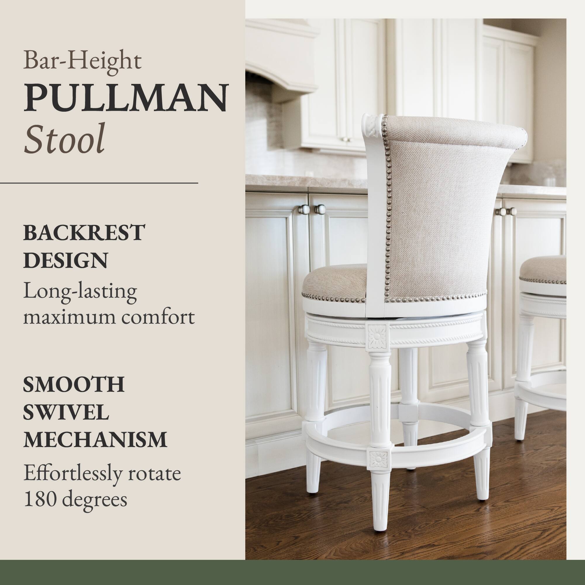 Bar-Height PULLMAN Stool

BACKREST DESIGN
Long-lasting maximum comfort

SMOOTH SWIVEL MECHANISM
Effortlessly rotate 180 degrees