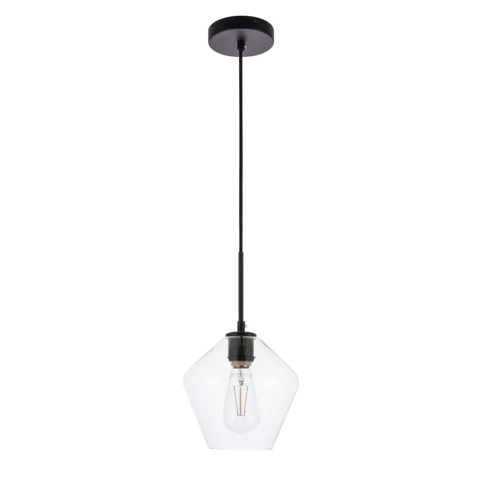 Alt View 8. Living District - Gene 1 light Black and Clear glass pendant - Black And Clear Glass.
