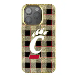 Keyscaper - NCAA - Cincinnati Bearcats Plaid Bling iPhone Case - 14 - Gold