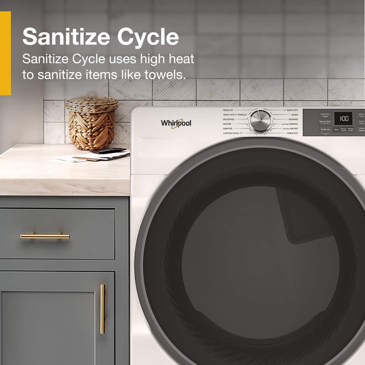Sanitize Cycle
Sanitize Cycle uses high heat to sanitize items like towels.