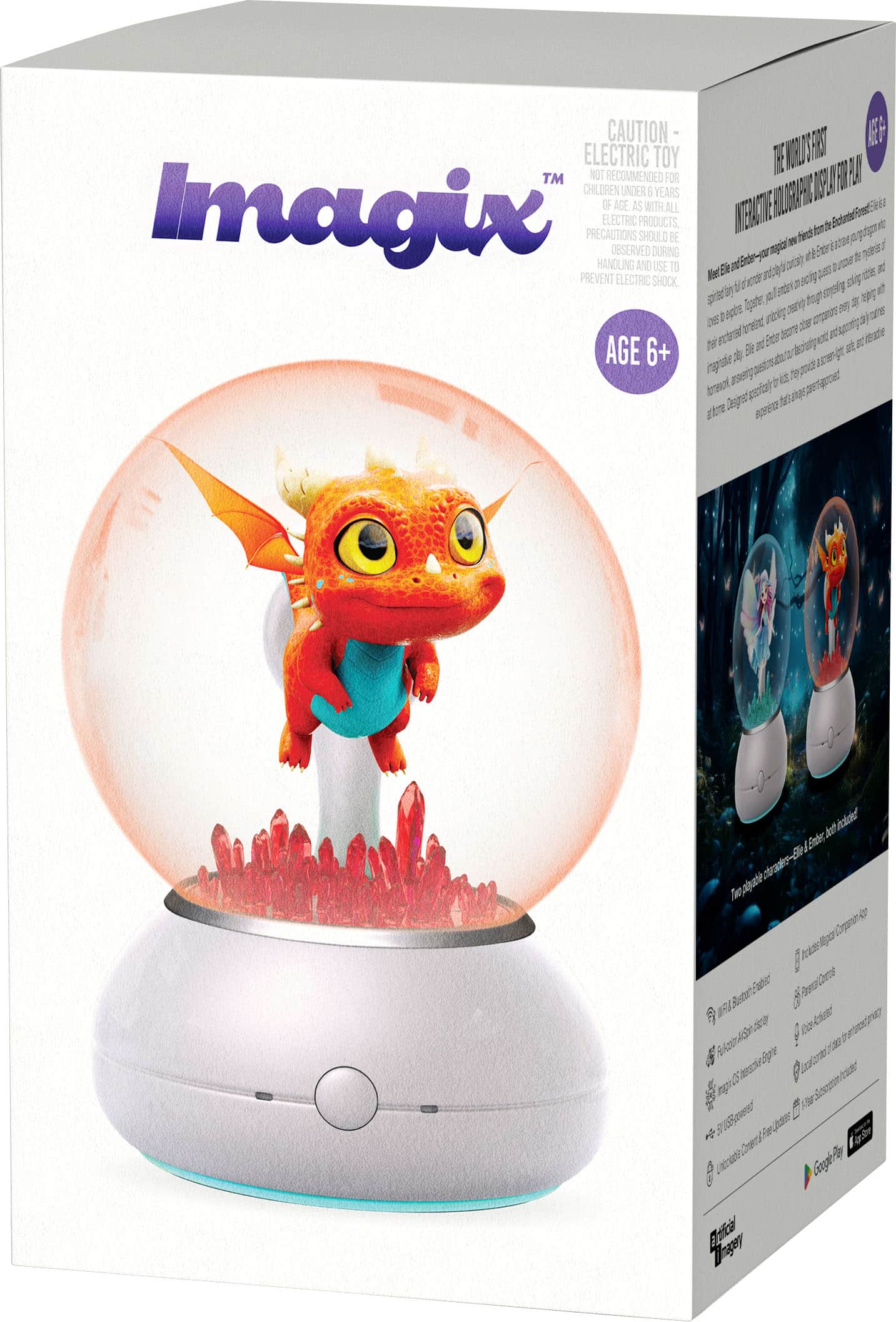 **CAUTION - ELECTRIC TOY**
NOT RECOMMENDED FOR CHILDREN UNDER 5 YEARS OF AGE AS WITH ALL ELECTRIC PRODUCTS, PRECAUTIONS SHOULD BE OBSERVED AND SHOULD BE HANDLED AND USED TO PREVENT ELECTRIC SHOCK.
AGE 6+
**THE WORLD'S FIRST INTERACTIVE HOLOGRAPHIC TOY FOR PLAY**
Meet Ellie & Ember - your first holographic friends from the Imagix universe. Ellie and Ember are the first holographic characters to bring the magic of holograms to life. They are designed to be interactive, engaging, and fun.
Ellie & Ember are powered by the Imagix App, which allows you to control them and bring them to life. The app is available for free download on the App Store and Google Play.
Ellie & Ember are designed to be interactive, engaging, and fun. They are powered by the Imagix App, which allows you to control them and bring them to life. The app is available for free download on the App Store and Google Play.
Ellie & Ember are designed to be interactive, engaging, and fun. They are powered by the Imagix App, which allows you to control them and bring them to life. The app is available