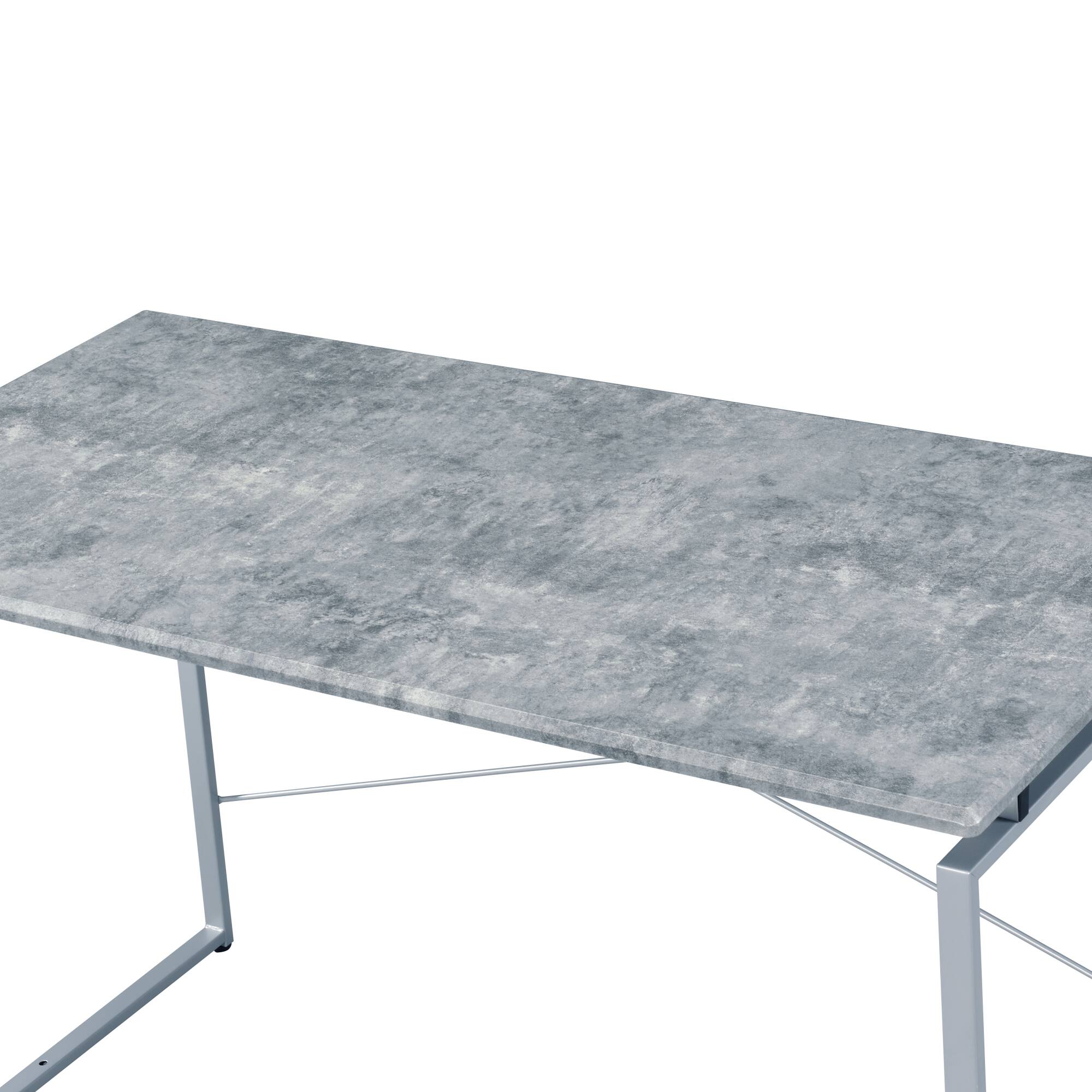 Alt View 1. GOODSILO - Industrial Style Writing Desk with Faux Concrete Top and Silver Metal Base for Modern Home Office Decor - Gray+Silver.