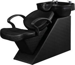 Winado - Professional Backwash Unit Salon Shampoo Chair with Retractable Sprayer & Plastic Bowl & Armrest for Barbershop, Beauty - Black