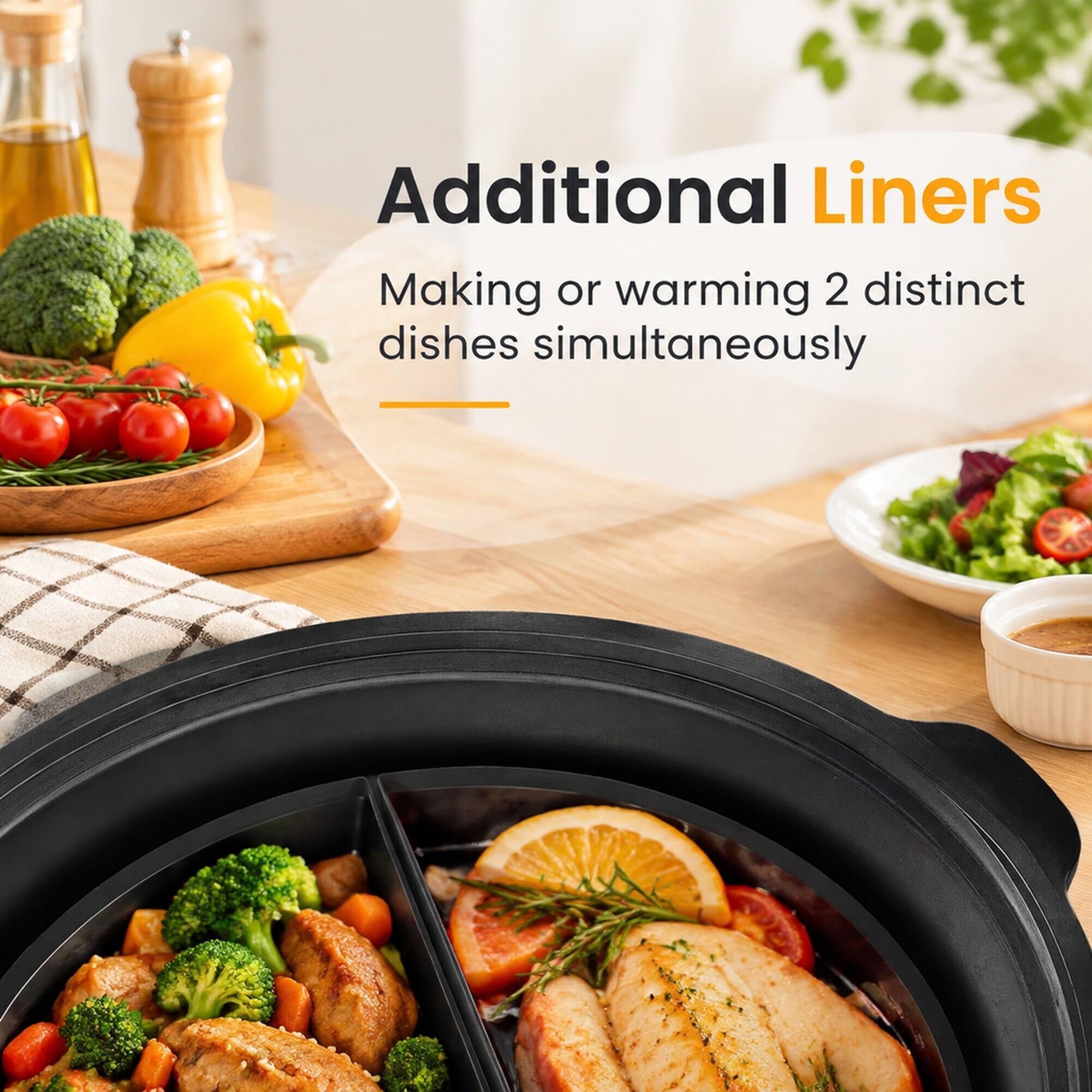 Additional Liners  
Making or warming 2 distinct dishes simultaneously
