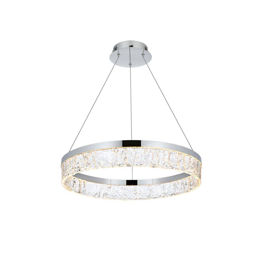 Alt View 2. Elegant Lighting - Linden 22 inch Adjustable LED chandelier in Chrome - Chrome.