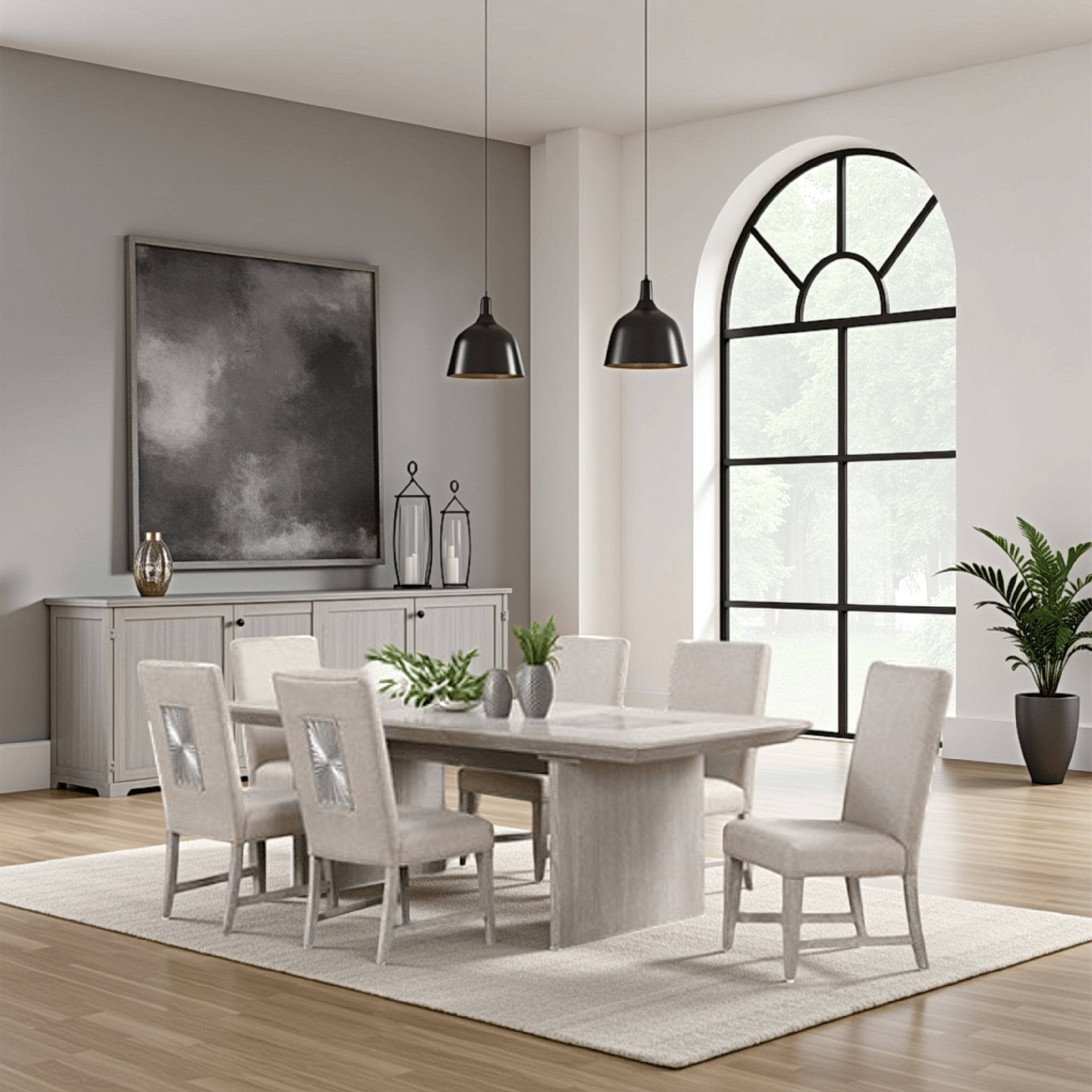 Alt View 5. Manhattan Lane - Diaz 72-90 Inch Extendable Dining Table, Glass and Light Gray Wood - Light Gray.