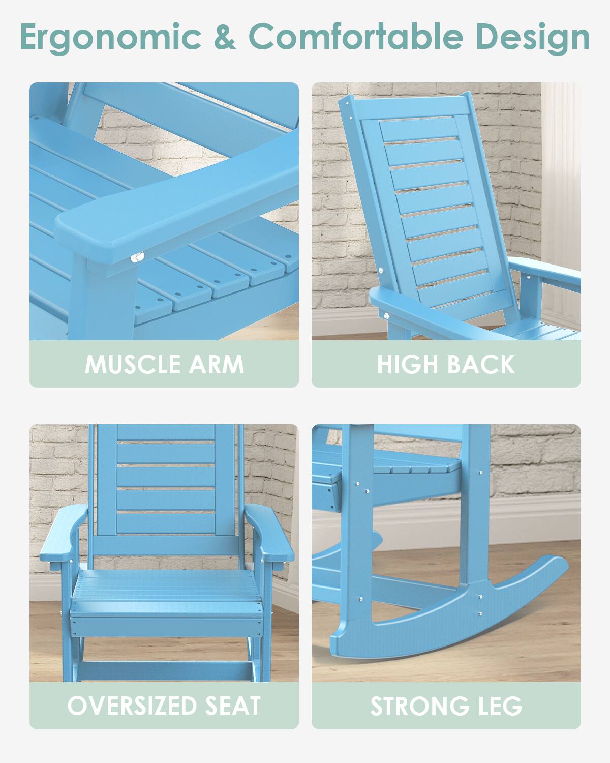 Ergonomic & Comfortable Design

- MUSCLE ARM
- HIGH BACK
- OVERSIZED SEAT
- STRONG LEG