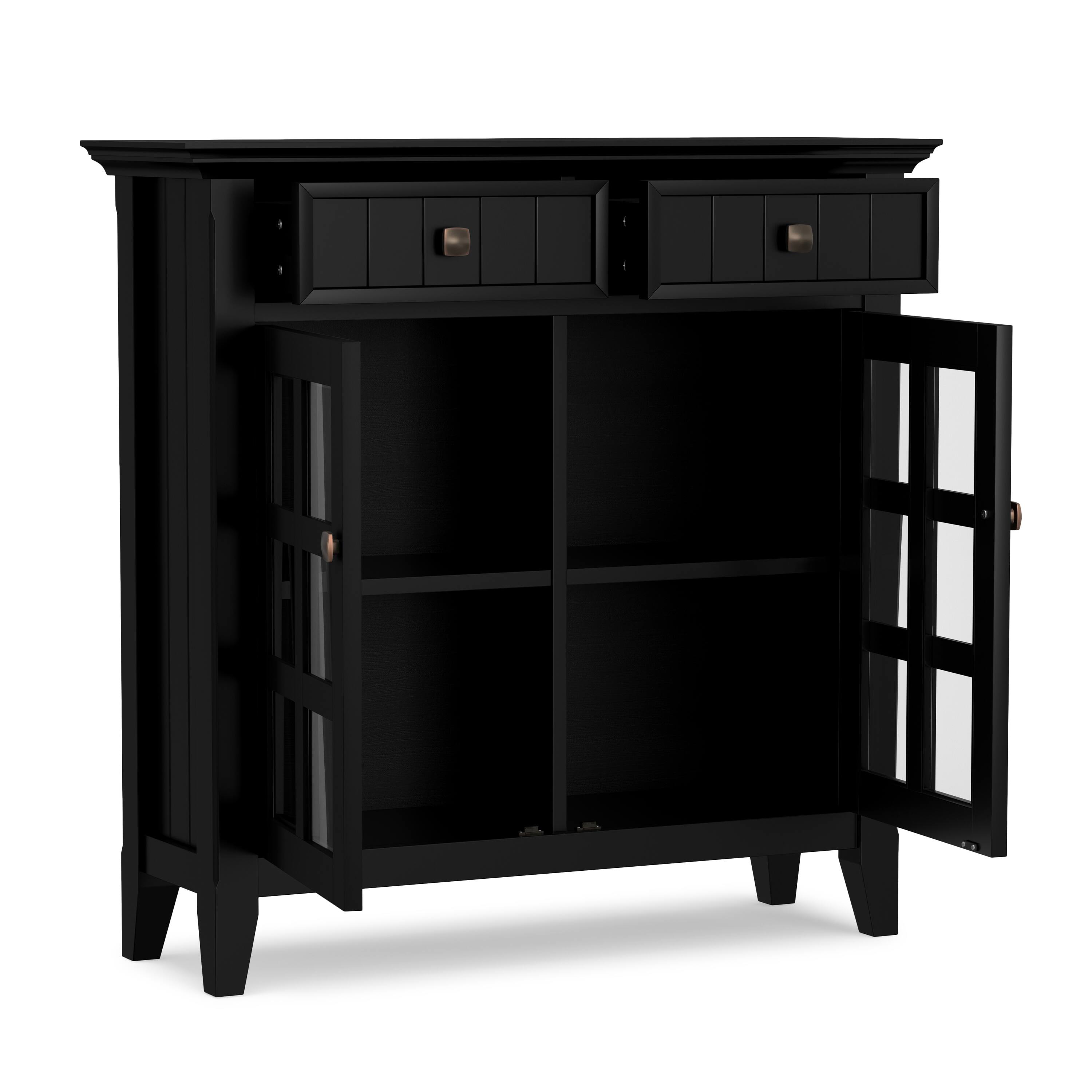 Alt View 3. Simpli Home - Acadian Solid Wood 48 inch Wide Storage Bench and 36 inch Wide Storage Cabinet in Black - Black.