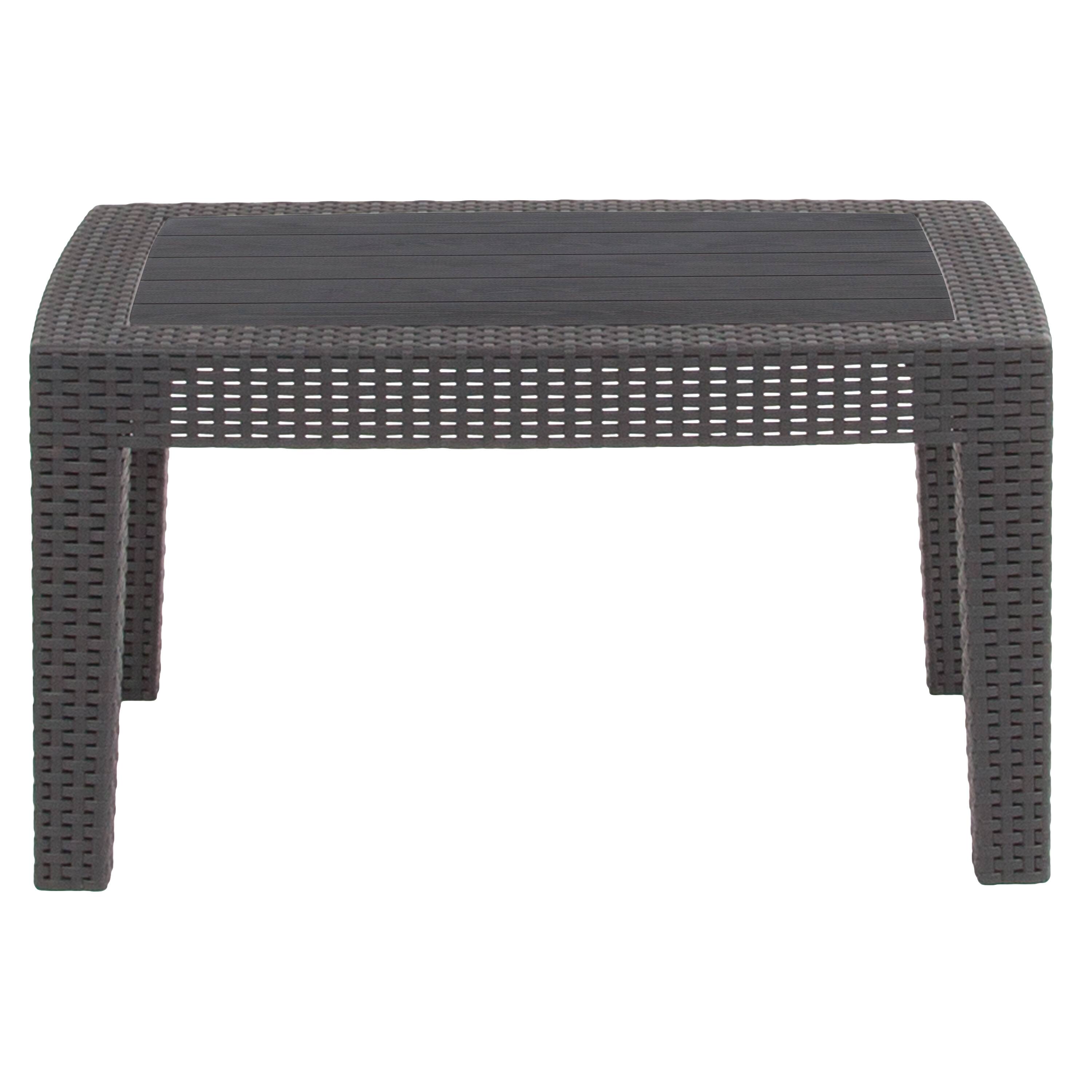 Alt View 5. Emma + Oliver - Outdoor Rattan Coffee Table - Dark Gray.