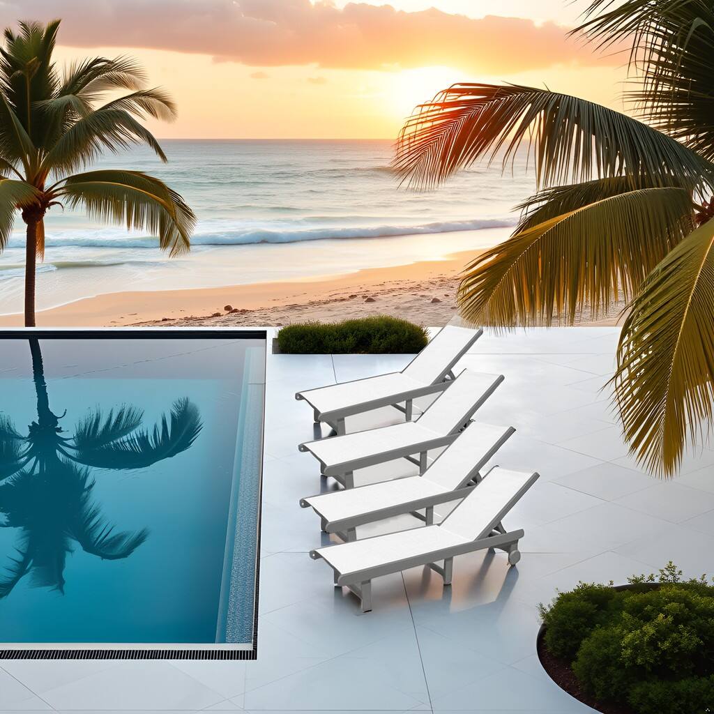 LuXeo - Venice HDPE Chaise Lounge, (Set of 4) - Gray