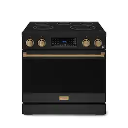 Gordon Ramsay Series by Thor Kitchen 6.0 Cu. Ft Freestanding Electric Range with Bronze Hardware - Black