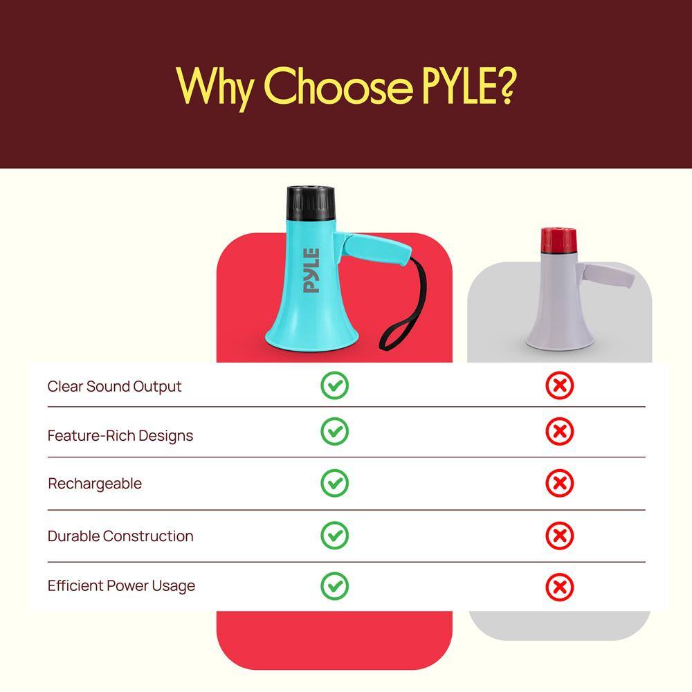 Why Choose PYLE?  
- Clear Sound Output  
- Feature-Rich Designs  
- Rechargeable  
- Durable Construction  
- Efficient Power Usage