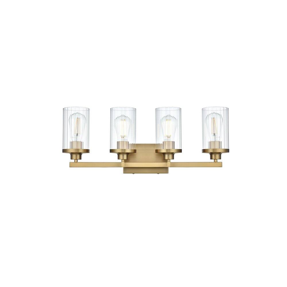 Back. Living District - Thane 25 inch Wall Sconce in Satin Gold - Satin Gold And Clear.
