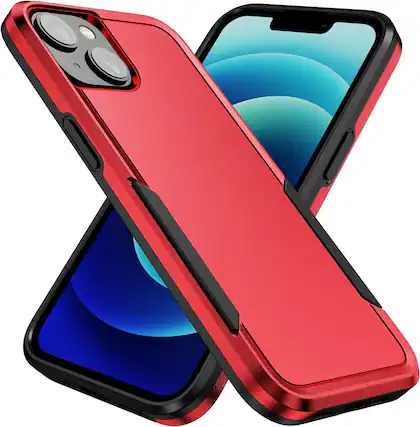 Front. Entronix - Entronix iPhone 15 Case - Premium Soft-Touch Dual-Layer Protective Cover - Red.