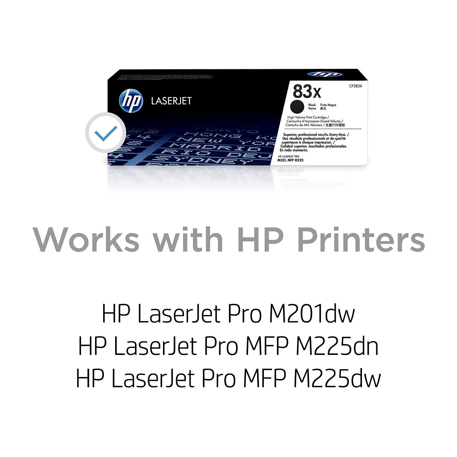 1p CF283X HP LASERJET - Toner Cartridge, High Volume, 83x Black, Compatible with HP Printers HP LaserJet Pro M201dw, HP LaserJet Pro MFP M225dn, HP LaserJet Pro MFP M225dw. Superior professional results every time.