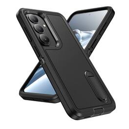 Dteck - Heavy Duty Case for Samsung Galaxy S26 with Foldable Kickstand,Dual-Layer Shockproof Hard PC Soft Silicone Phone Cover - K