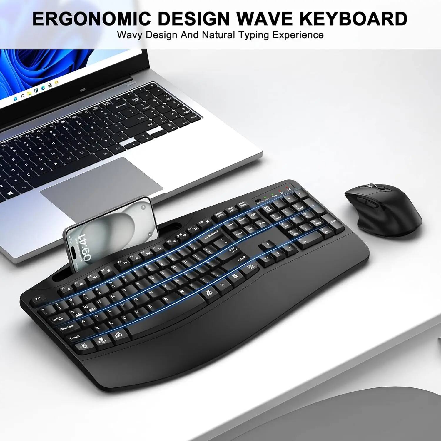 ERGONOMIC DESIGN WAVE KEYBOARD  
Wavy Design And Natural Typing Experience