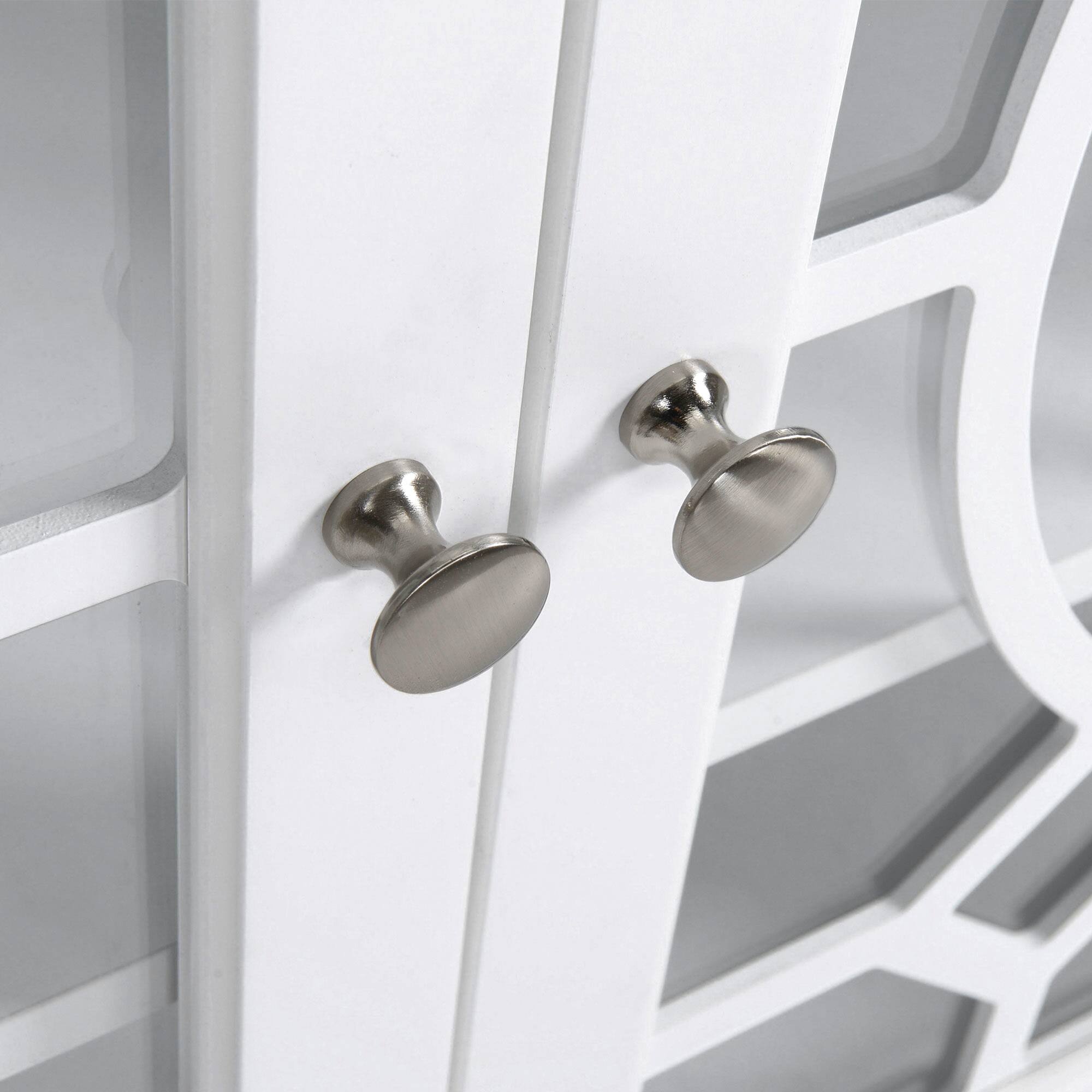 Alt View 4. Homcom - Sideboard Buffet Cabinet, Kitchen Storage Cabinet, Double Glass Door Accent Cabinet with Adjustable Shelves - White.