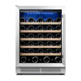 Yeego - 24 Inch Wine Cooler, 52 Bottle Wine Cooler Refrigerator Built-in or Freestanding, for Home Kitchen,Bar - Stainless Steel