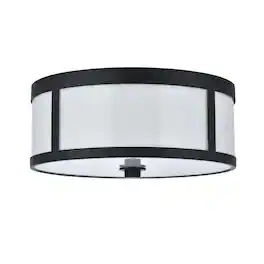 Living District - Hadrian 2 light 12 inch flat black flush mount - Flat Black And White
