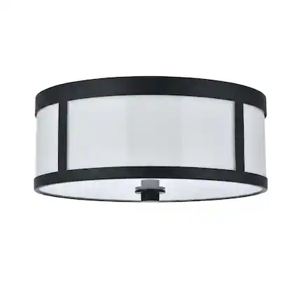 Front. Living District - Hadrian 2 light 12 inch flat black flush mount - Flat Black And White.