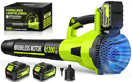 JETRANSPORT - Leaf Blower Cordless 1200w Brushless Electric With 2 X 5.0ah 6 Speed Blowers For Garden Patio Lawn Care - Light Green