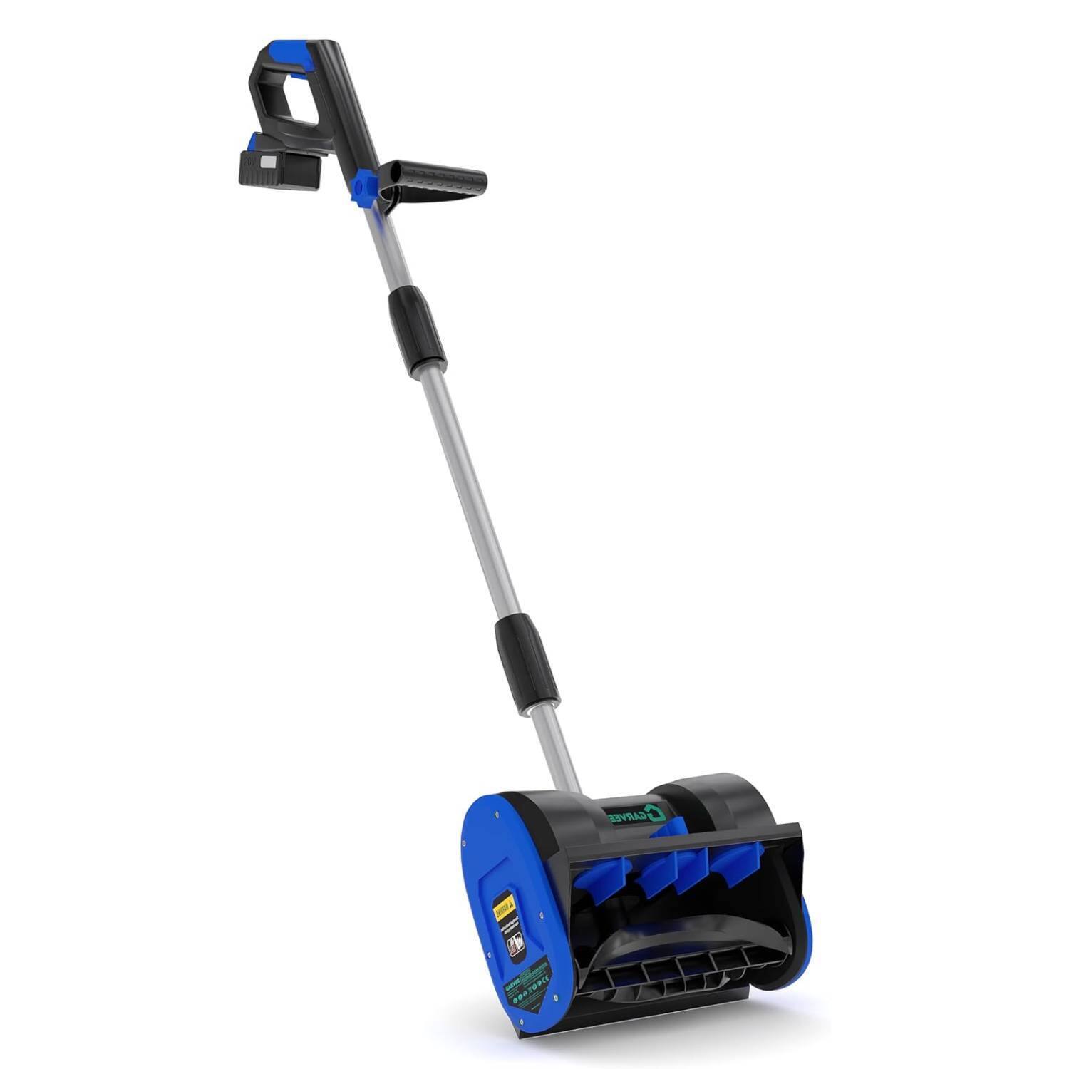 Front. Qeetex - 12Inch Electric Snow Blower, Cordless Snow Shovel for Walkway, Driveway, Sidewalk, Blue.