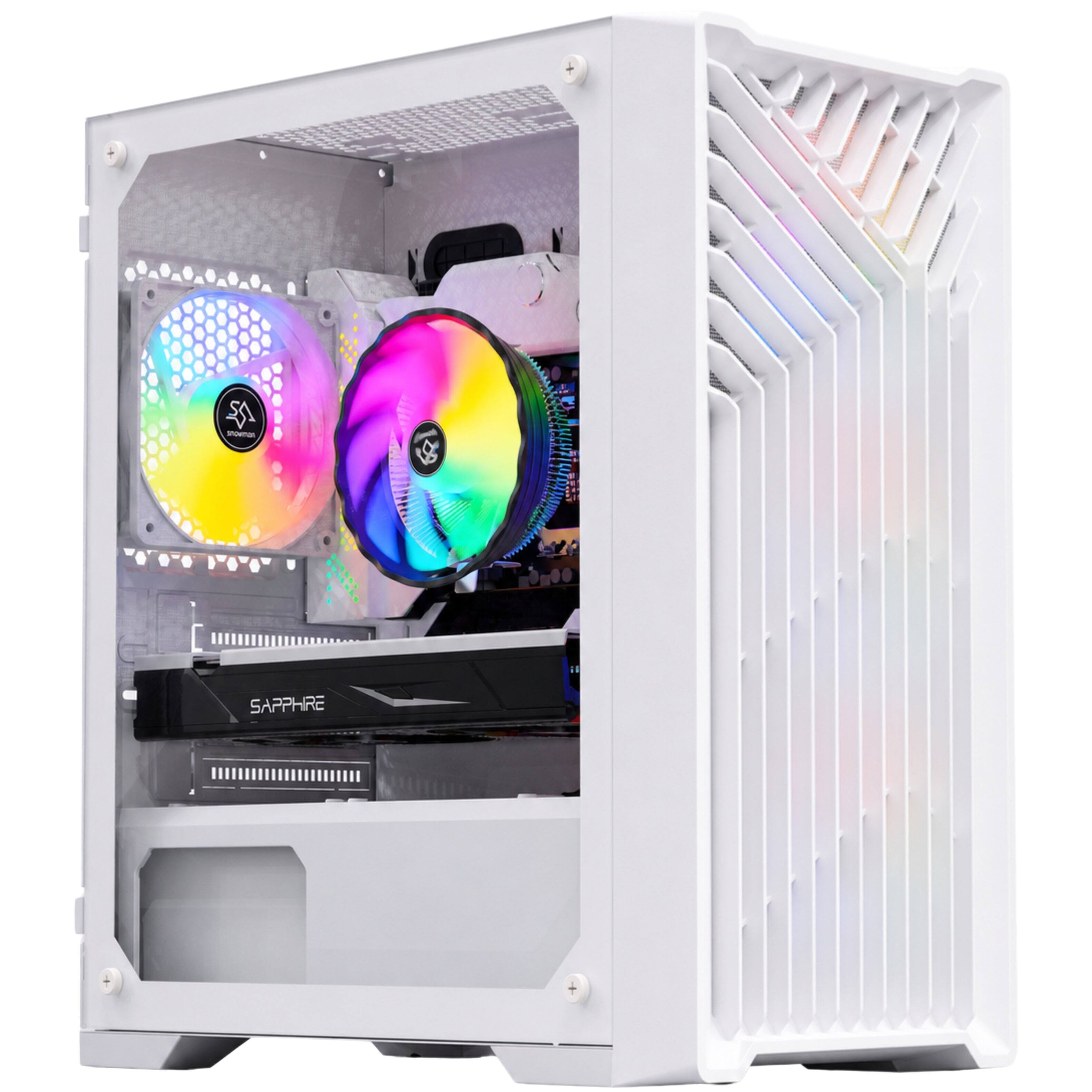 Left. Blackout Computers - Eclipse V3 - Gaming Desktop - Intel 12th Gen CPU - AMD RX 580 8G - 16GB DDR5 RAM - 1TB M.2 SSD - Windows 11 Pro - RGB VR - Matte White.