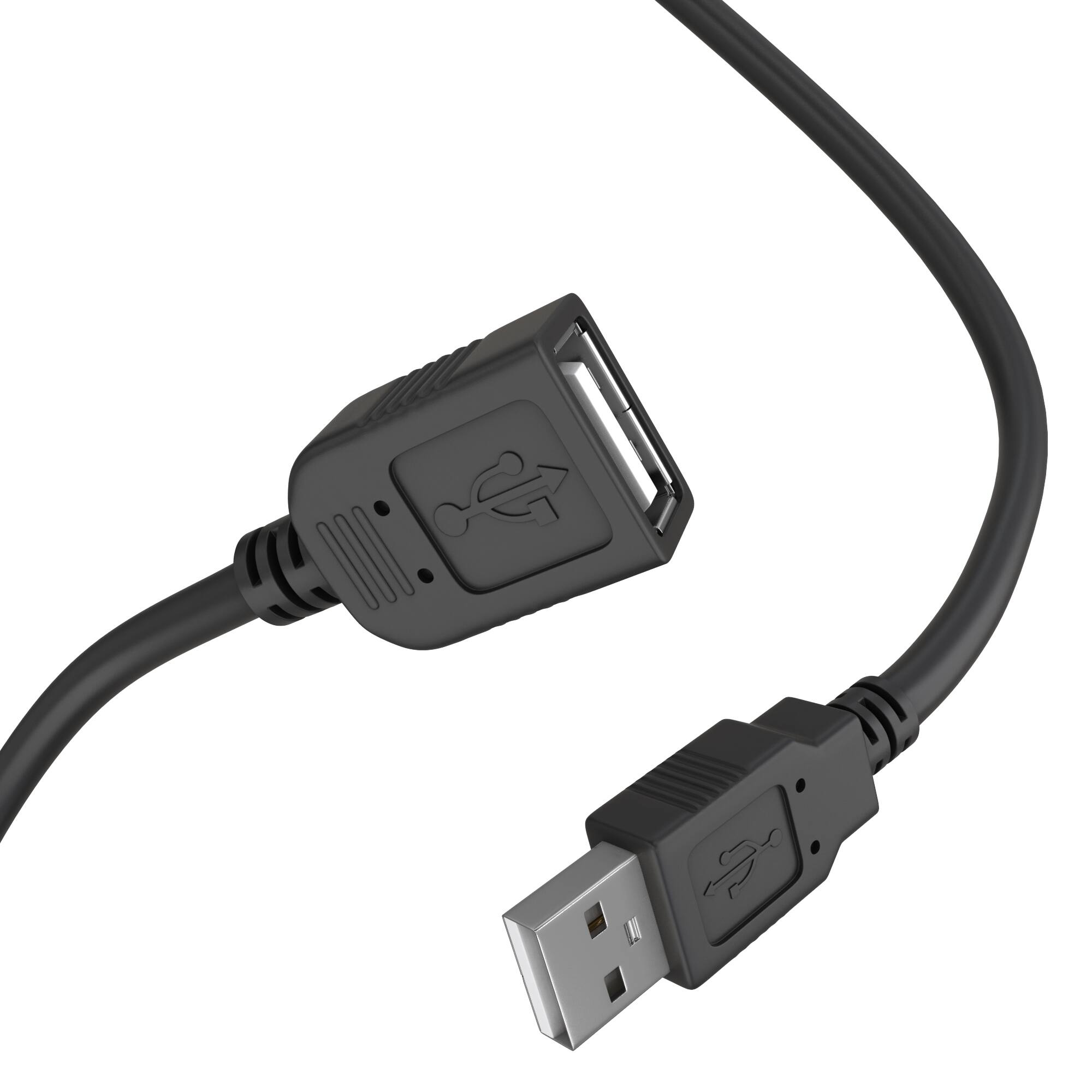Back. Cmple.com - USB Extension Cable USB-A 2.0 Male to Female 10ft Black 480Mbps High-Speed Extender - Black.