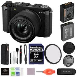 Fujifilm - X-M5 Mirrorless Camera with XC 15-45mm f/3.5-5.6 Lens (Black) Bundle with NP-W126S Battery, & Accessories