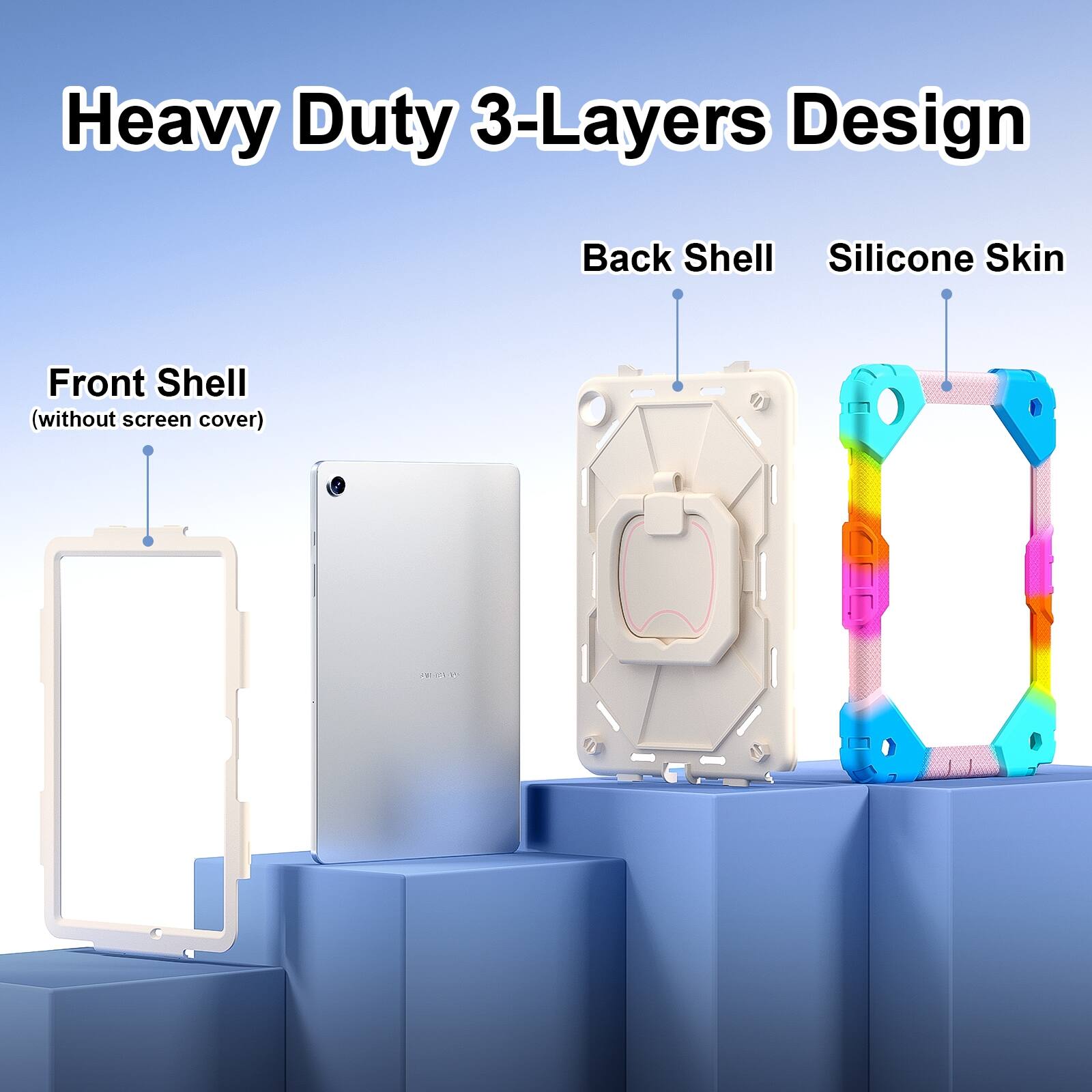 Heavy Duty 3-Layers Design Back Shell Silicone Skin Front Shell (without screen cover)