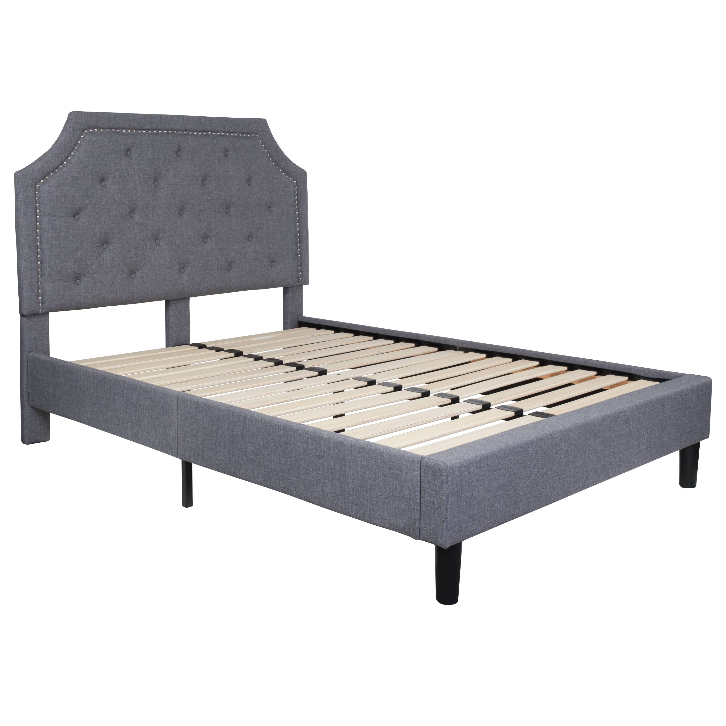 Alt View 1. Emma + Oliver - Arched Tufted Upholstered Platform Bed - Light Gray.