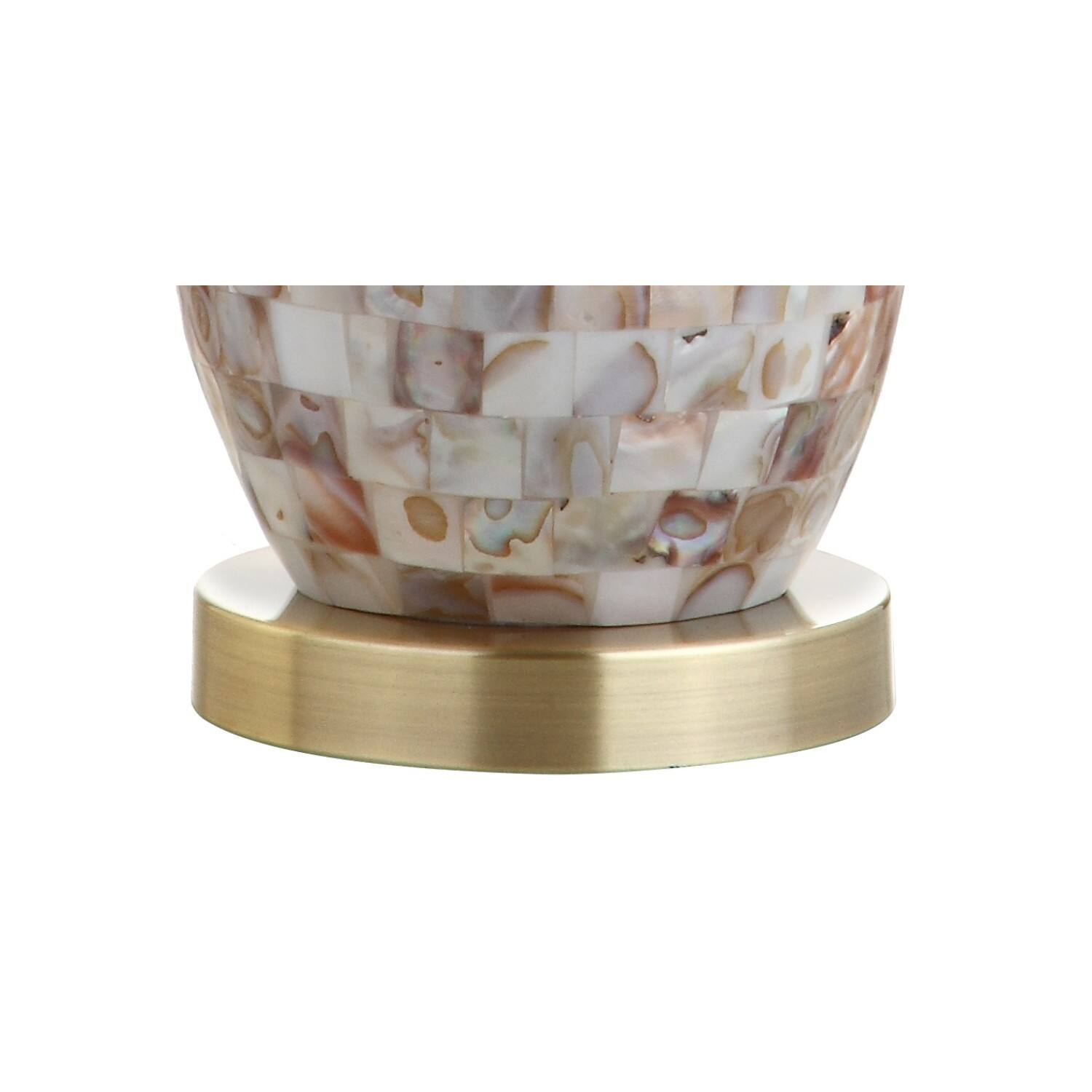 Alt View 7. Jonathan Y - Jocelyn 28" Seashell LED Table Lamp, Natural - Natural/Brass Gold.