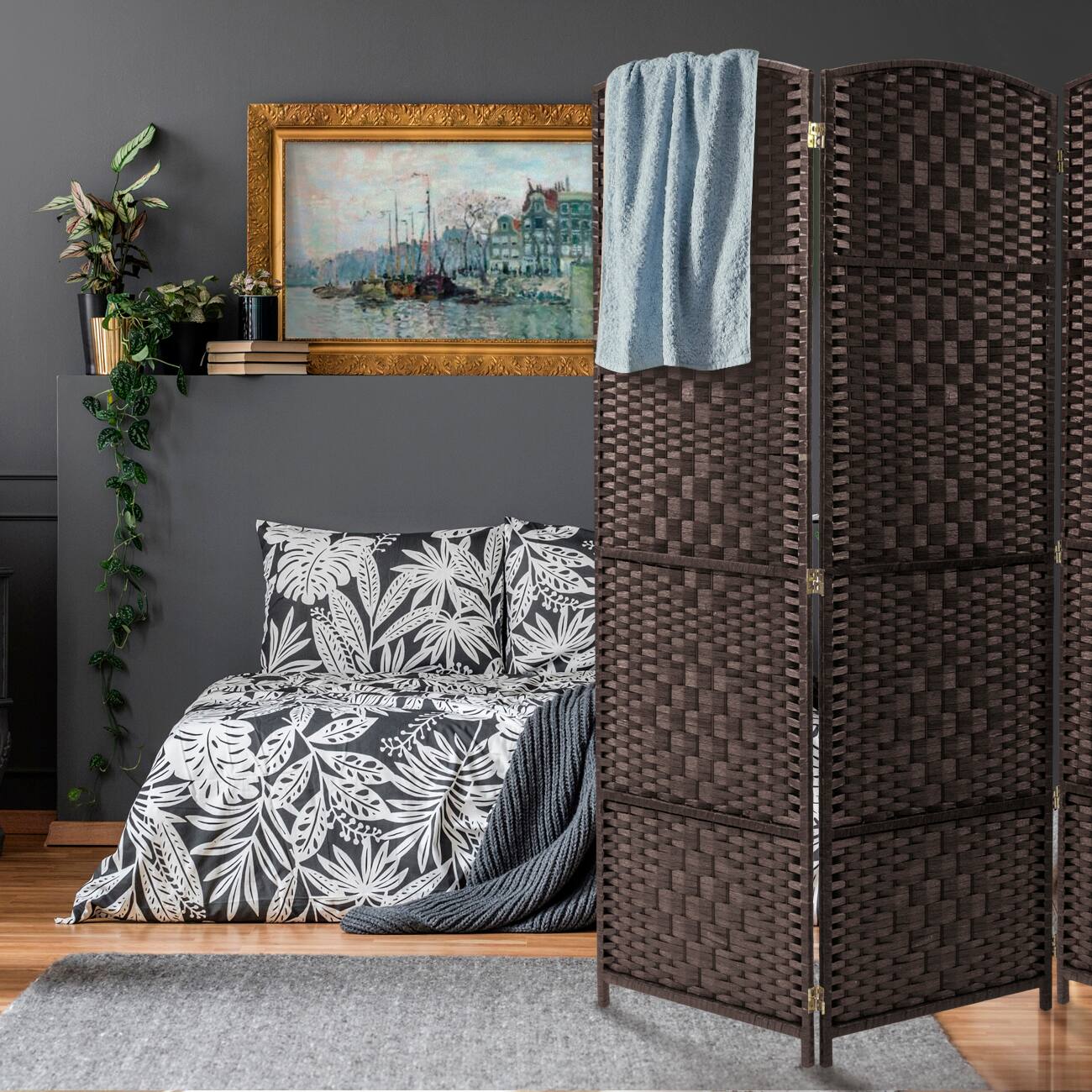 Back. Sorbus - Sorbus Room Divider Screen Privacy With Double Hinged and Folding - Brown.
