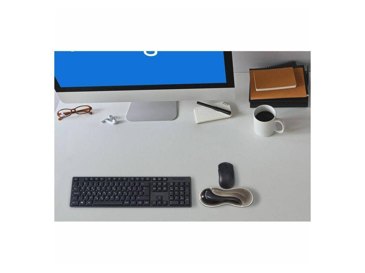 Alt View 1. Kensington - Kensington Slim Duo Gel Wrist Rest - Gray/Black - Strain Resistant - Mouse/Trackball - 1 - Gray.