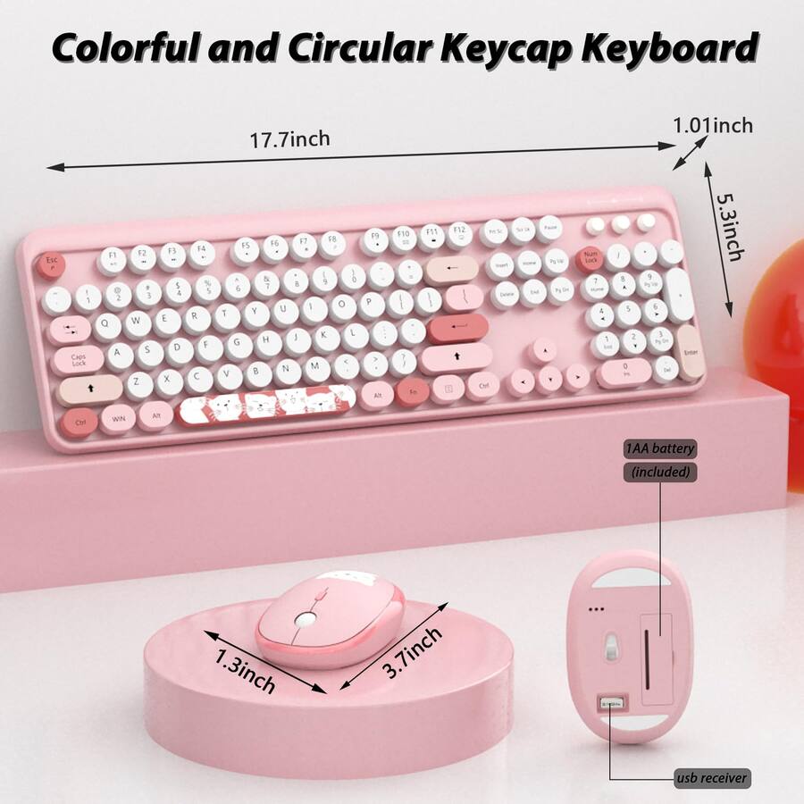 Computer Round Keyboard Empire DigiLabs Wireless Cute Colorful Typewriter Retro Round Keycaps ...